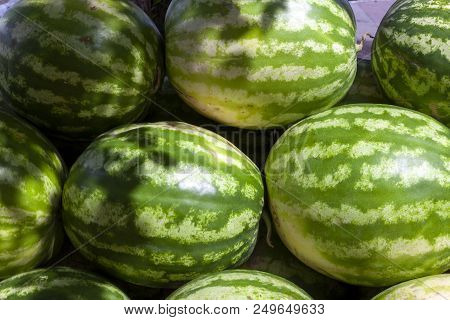 Market Counter With Delisios Watermelons.