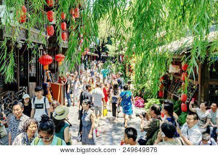 Chengdu, Sichuan Province, China - July 15, 2016 : China Lane, Kuan And Zhai Alley Touristic Area. K