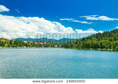 Panorama Of Beautiful Town Of Fuzine On Lake Bajer, Gorski Kotar, Croatia
