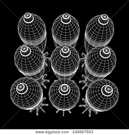 Missile, Nuclear Bomb Or Mortar Mine Wireframe Low Poly Mesh Vector Illustration