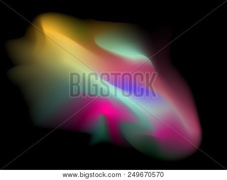 Vector Abstract Fluid 3d Splash Blur. Color Gradient Backgound Liquid Neon Shape For Poster And Bros