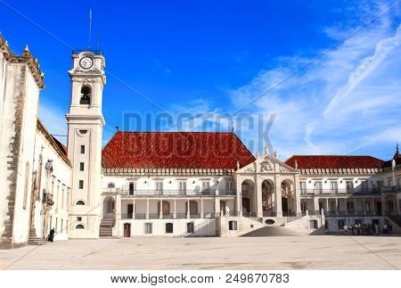 Entrance of Coimbra University, the oldest university in Portugal and one of the oldest in Europe (founded in 1290), Portugal. UNESCO world heritage site