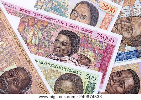 Malagasy Ariary, A Background With Money From Madagascar