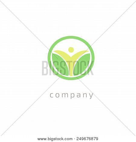 Vector Illustration, Graphic Design Editable Design. Happy People With Leafl Logo. Fitness, Sport We