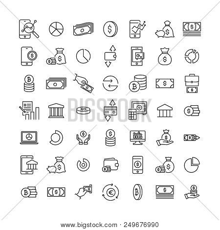 Simple Set Of Finance Related Outline Icons. Elements For Mobile Concept And Web Apps. Thin Line Vec