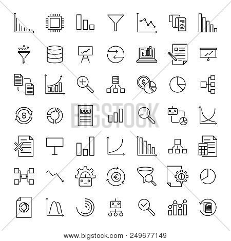 Simple Set Of Analysis Related Outline Icons. Elements For Mobile Concept And Web Apps. Thin Line Ve