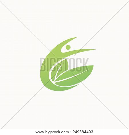 Vector Illustration, Graphic Design Editable Design. Happy People With Leafl Logo. Fitness, Sport We