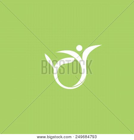 Vector Illustration, Graphic Design Editable Design. Happy People With Leafl Logo. Fitness, Sport We
