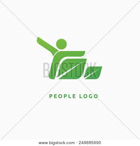 Vector Illustration, Graphic Design Editable Design. Happy People With Leafl Logo. Fitness, Sport We