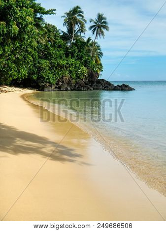 Sandy Beach Along Lavena Coastal Walk On Taveuni Island, Fiji. Taveuni Is The Third Largest Island I
