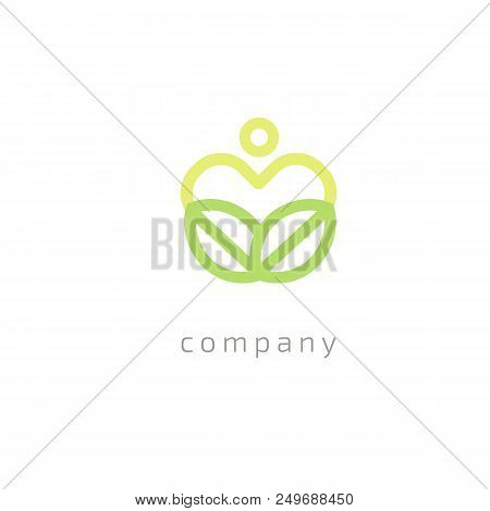 Vector Illustration, Graphic Design Editable Design. Happy People With Leafl Logo. Fitness, Sport We