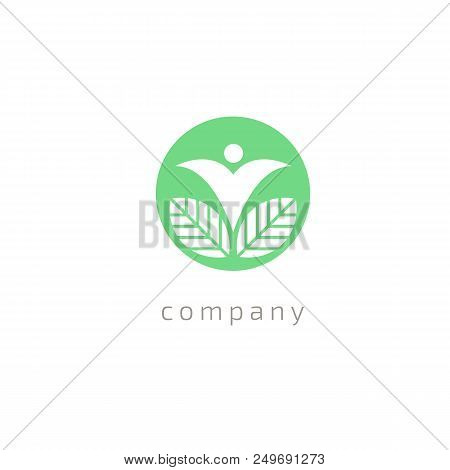 Vector Illustration, Graphic Design Editable Design. Happy People With Leafl Logo. Fitness, Sport We