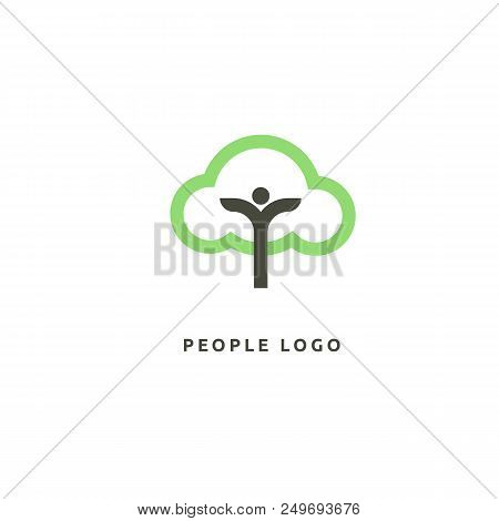 Vector Illustration, Graphic Design Editable Design. Happy People With Leafl Logo. Fitness, Sport We