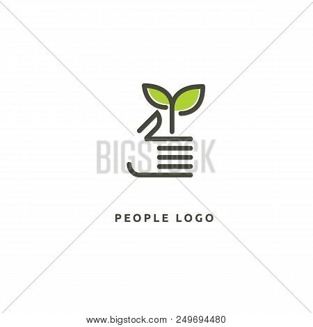Vector Illustration, Graphic Design Editable Design. Happy People With Leafl Logo. Fitness, Sport We