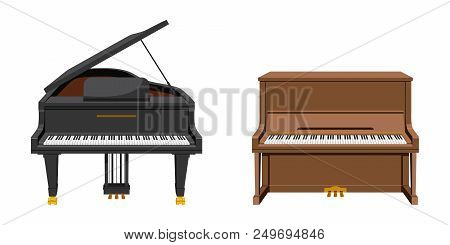 Vector Illustration Set Of String Instruments Playing By Striking The Strings