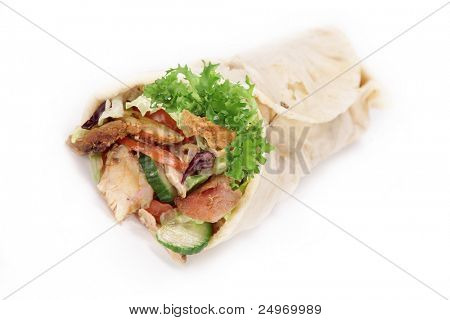 Tortilla de gyros over white