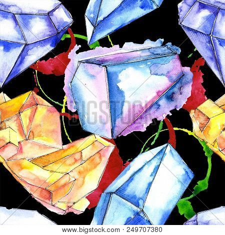 Colorful Diamond Rock Jewelry Mineral.seamless Background Pattern. Fabric Wallpaper Print Texture. G
