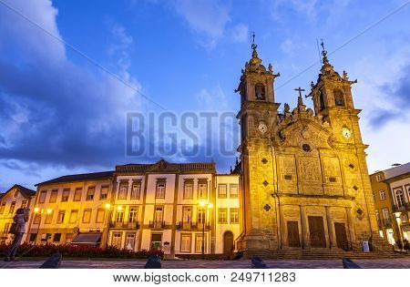 Night View Of The Holy Cross Church (portuguese: Igreja De Santa Cruz) Is A Portuguese 17th Century 