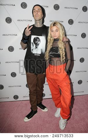 LOS ANGELES - JUL 14:  Travis Barker, Alabama Barker at the Beautycon Festival LA 2018 at the Convention Center on July 14, 2018 in Los Angeles, CA