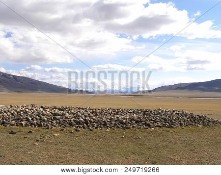 Mongolian Natural Landscapes Surrounded By Mountains And Rocks.