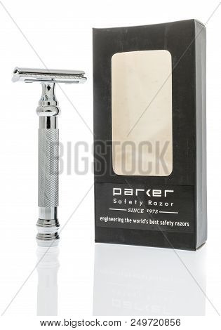 Winneconne, Wi - 13 July 2018: A Package Of A Parker 99r Safety Razor On An Isolated Background.