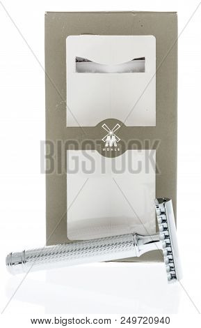 Winneconne, Wi - 13 July 2018: A Package Of A Muhle R41 Safety Razor On An Isolated Background.