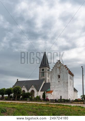 Rural Protestant Swedish Church. The Stock Photo.
