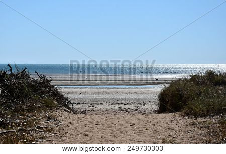 Lee Point Beach At Low Tide. Lee Point In The  Northern Suburb Of The City Of Darwin, Northern Terri