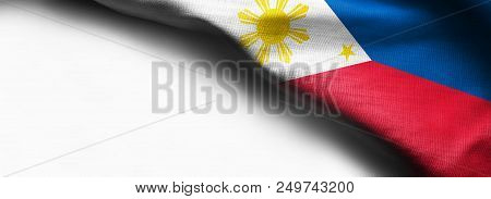 Philippine Waving Flag On White Background - Right Corner Flag