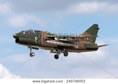 Raf Fairford, Gloucestershire, Uk - July 10, 2014: Greek Air Force (hellenic Air Force) Ltv Ta-7c Co