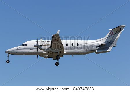 Raf Fairford, Gloucestershire, Uk - July 10, 2014: Swiss Air Force Raytheon 1900d Twin Engine Aircra