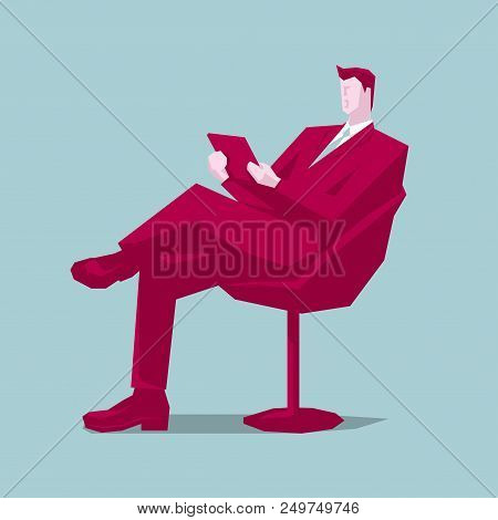Business Leader, A Businessman Reading Sitting On The Couch .