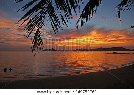 Relax Beautiful Vacation Coconut Tree Beautiful Sunset At Koh Mak Island Trad Thailand