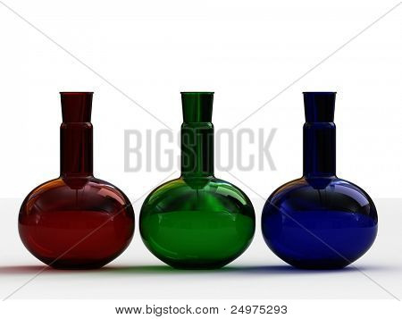 RGB 색상입니다. 색상 플라스 크입니다. 3d 렌더링 이미지입니다.