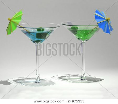 2 마티니입니다. 3d 렌더링 이미지입니다.