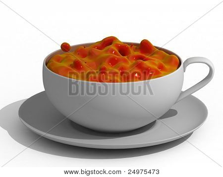 Zuppa bollente. immagini di rendering 3D.