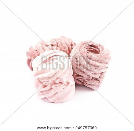 Marshmallow Pink Zephyr Confection Isolated Over The White Background