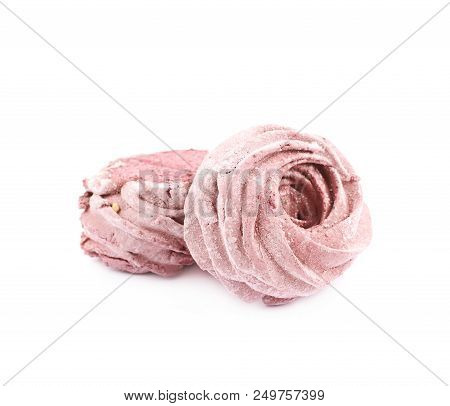 Marshmallow Pink Zephyr Confection Isolated Over The White Background