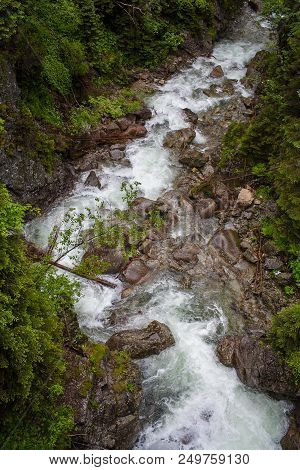 Morskie Oko.  Waterfall In Tatra Mountains. Morskie Oko.