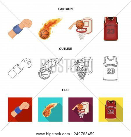 Basketball And Attributes Cartoon, Outline, Flat Icons In Set Collection For Design.basketball Playe