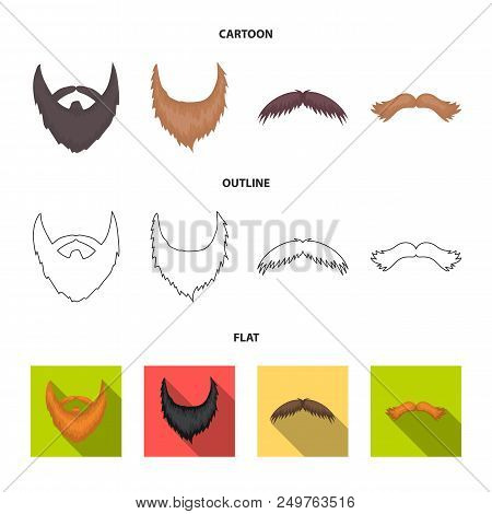 Mustache And Beard, Hairstyles Cartoon, Outline, Flat Icons In Set Collection For Design. Stylish Ha