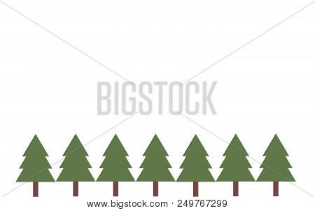 Line Of Green Trees With White Background