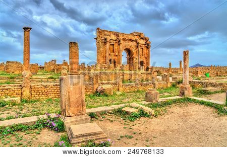 Timgad, Ruins Of A Roman-berber City, Unesco Heritage In Algeria.