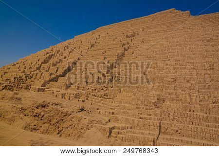 Exterior View To Huaca Pucllana Pyramid In Lima, Peru