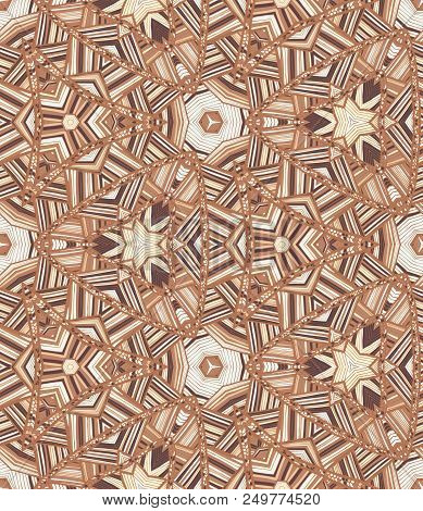 Vector Seamless Ethnic Pattern With Axial Symmetry. Can Be Used For Fabric, Textile, Packaging Paper