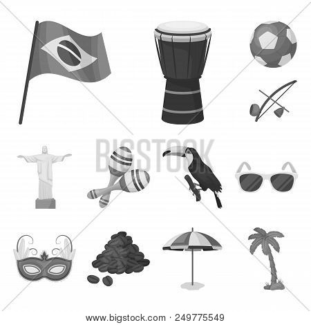 Country Brazil Monochrome Icons In Set Collection For Design. Travel And Attractions Brazil Vector S