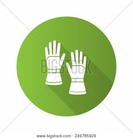Winter Ski Gloves Flat Design Long Shadow Glyph Icon. Snowproof Gloves. Vector Silhouette Illustrati