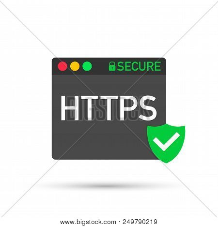 Https Protocol - Safe And Secure Browsing. Vector Stock Illustration.