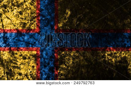 Ingrian Grunge Flag On Old Dirty Wall, Finland Dependent Territory Flag