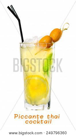 Classic Fresh Tropical Cold Piccante Thai Cocktail On Light Background